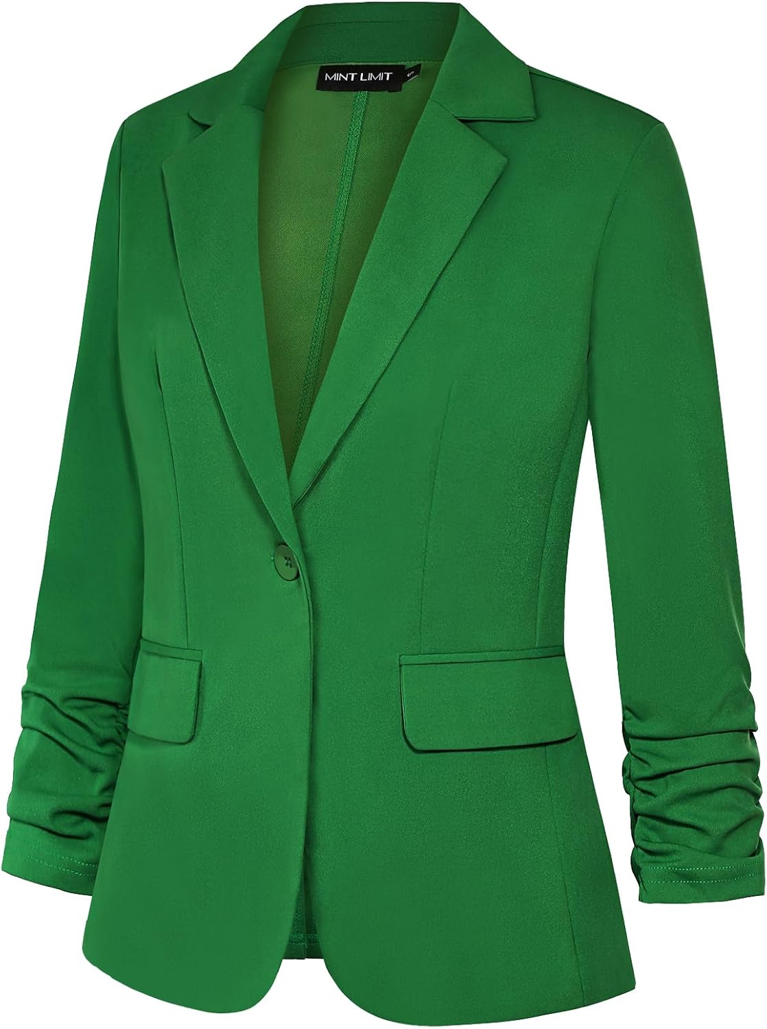 MINTLIMIT Women's 3/4 Sleeve Blazers One Button Work Office Blazer with Pockets