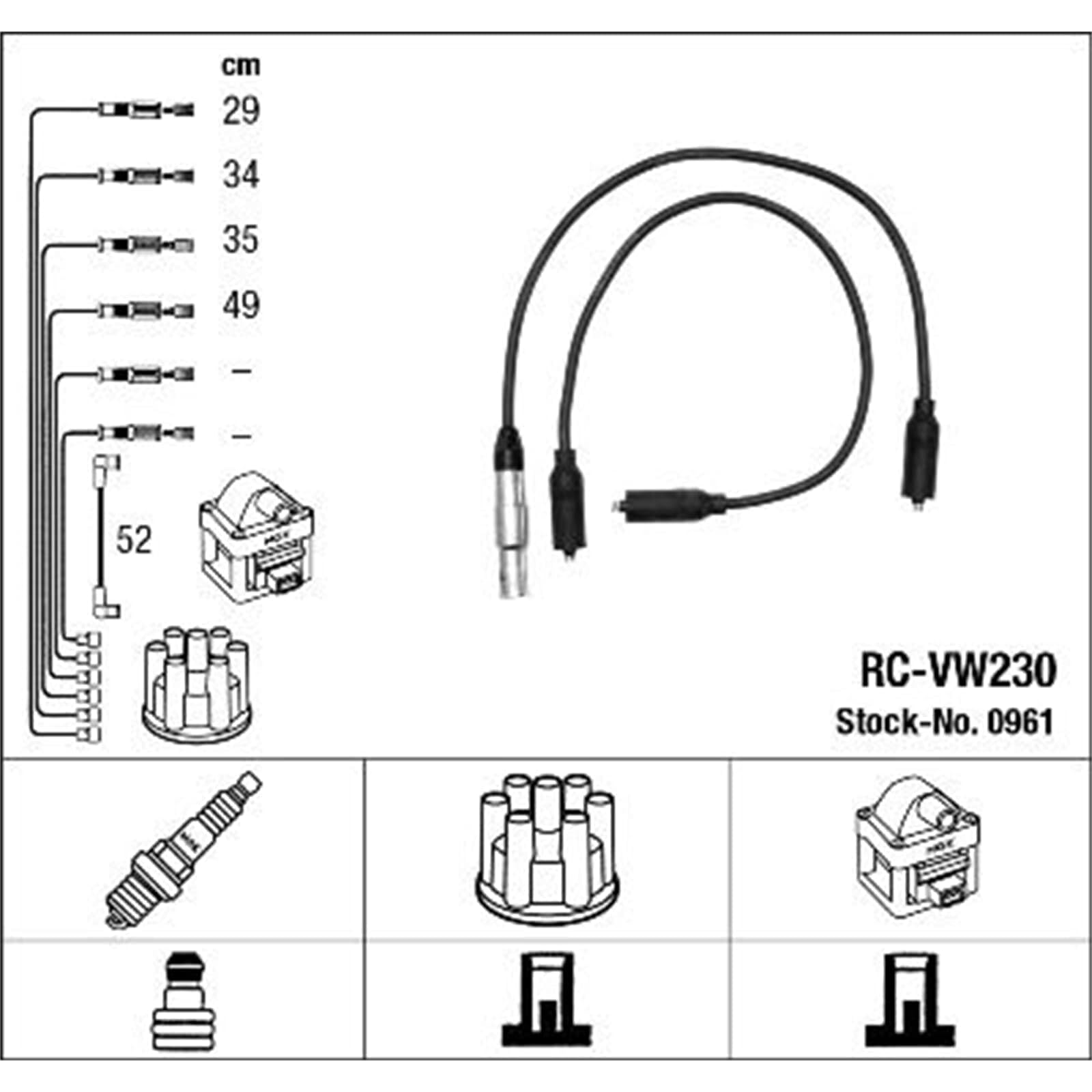 Złączka kabla zapłonowego NGK RC-VW230, 0961