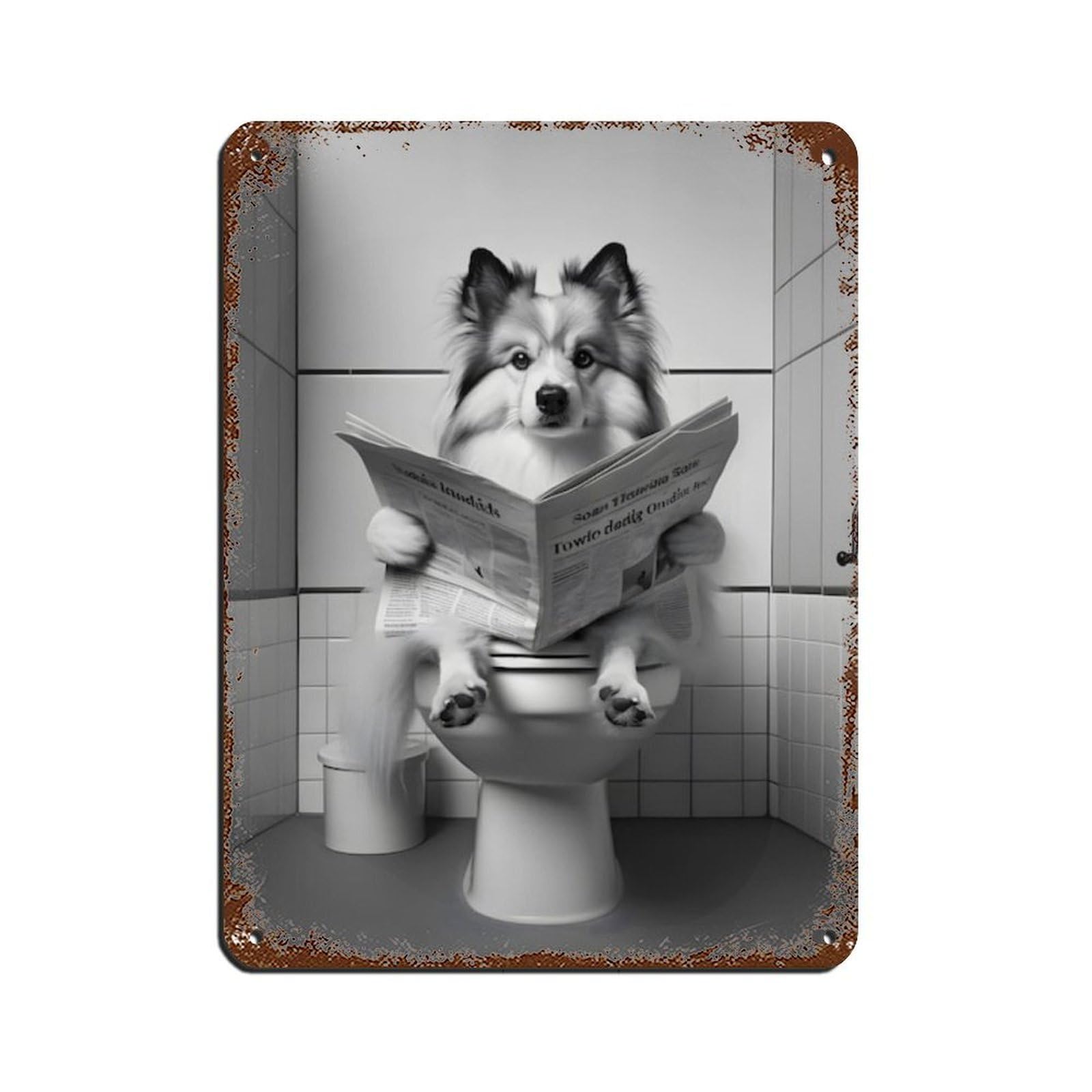 Sheepdog, Funny Bathroom Decor Retro Poster Metal Tin Sign Chic Art Retro Iron Painting Bar People Cave Cafe Family Garage Poster Wall Decoration 12x16inch(30x40cm)