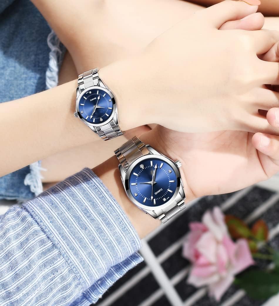 Couple Watches Men and Women Gold Silver Stainless Steel Watch Fashion his and Hers Watches Set