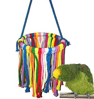 Pet Bird Parrot Cotton Rope Chewing Bite Hanging Cage Swing Budgie Climb Bungee Chew Toys Training Cockatiel Hammock
