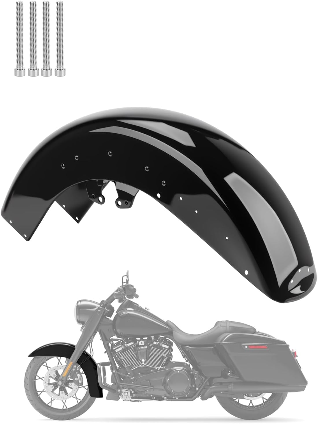 Motorcycle Front Fender 17'' 18'' 19'' 21'' Wheel Wrap Metal Front Mudguard Compatible with Harley Touring Street Road Glide 2014-Up for Road Glide 2015 Later