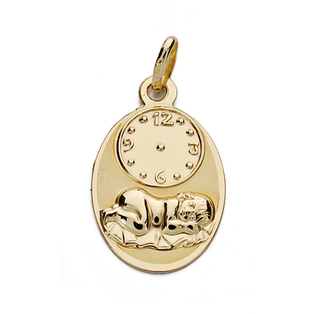 Medalla oro 18k niño hora 19mm. oval
