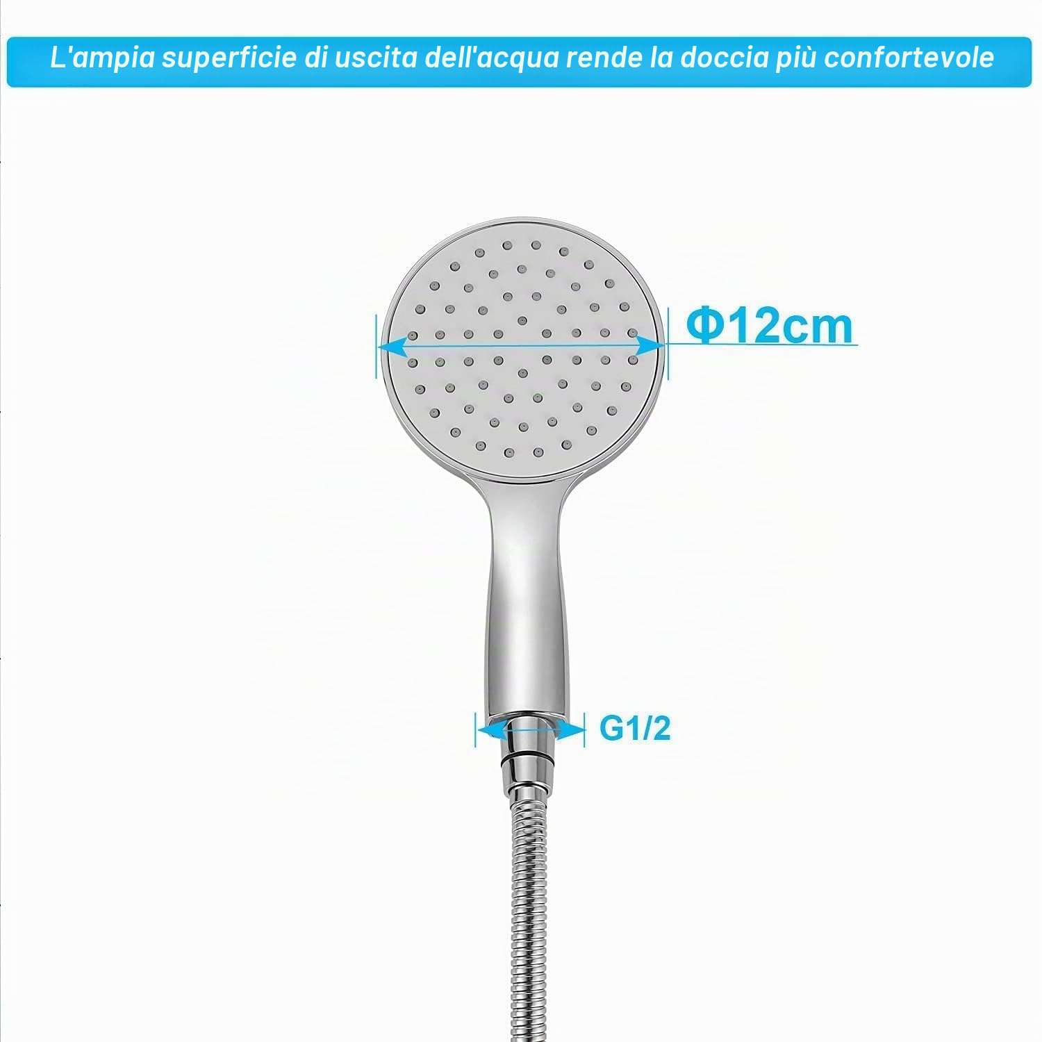 ONECE Set Asta Doccia Saliscendi in Acciaio Inox da 75 cm, Lnstallazione Regolabile, Colonna Doccetta Senza Miscelatore, Saliscendi Doccia con Soffione e Tubo Flessibile, Staffa Supporto Regolabile