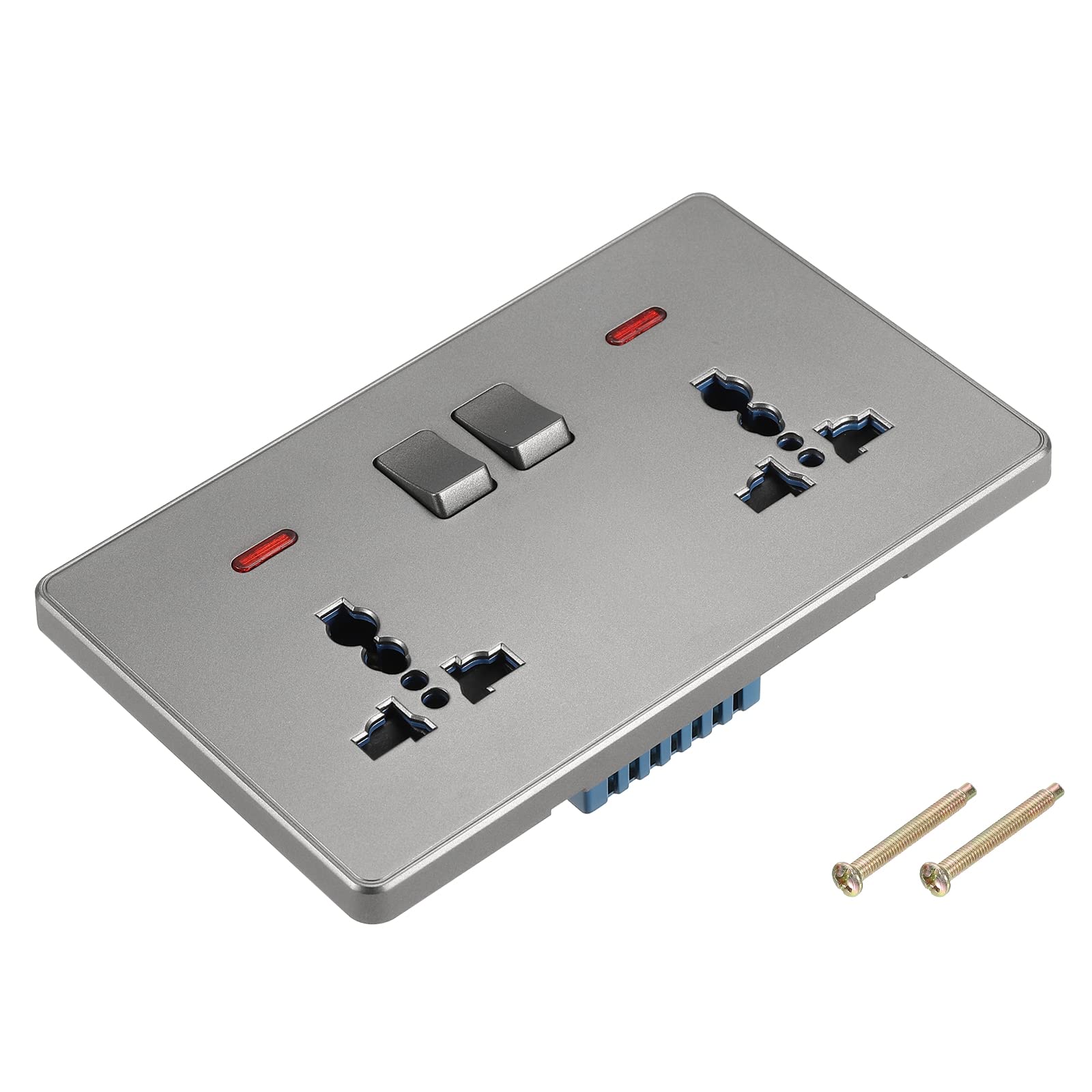 PATIKIL UK US Socket Double Multi Power Outlet Switch Grey 250V 13A 146mmx88mm