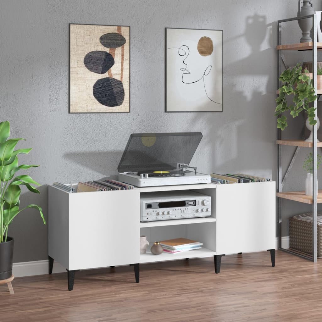 ShGaxin Mobile per dischi in legno compensato bianco 121 x 38 x 48 cm, scaffale CD, mobile per giradischi, mobile per vinile, mobile per giradischi - 831933