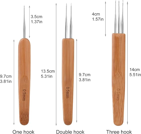 Yizzvb 3 PCS 0.5mm Dreadlocks Crochet Hooks, Hair Loc Crochet Needle