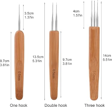 Yizzvb 3 PCS 0.5mm Dreadlocks Crochet Hooks, Hair Loc Crochet Needle