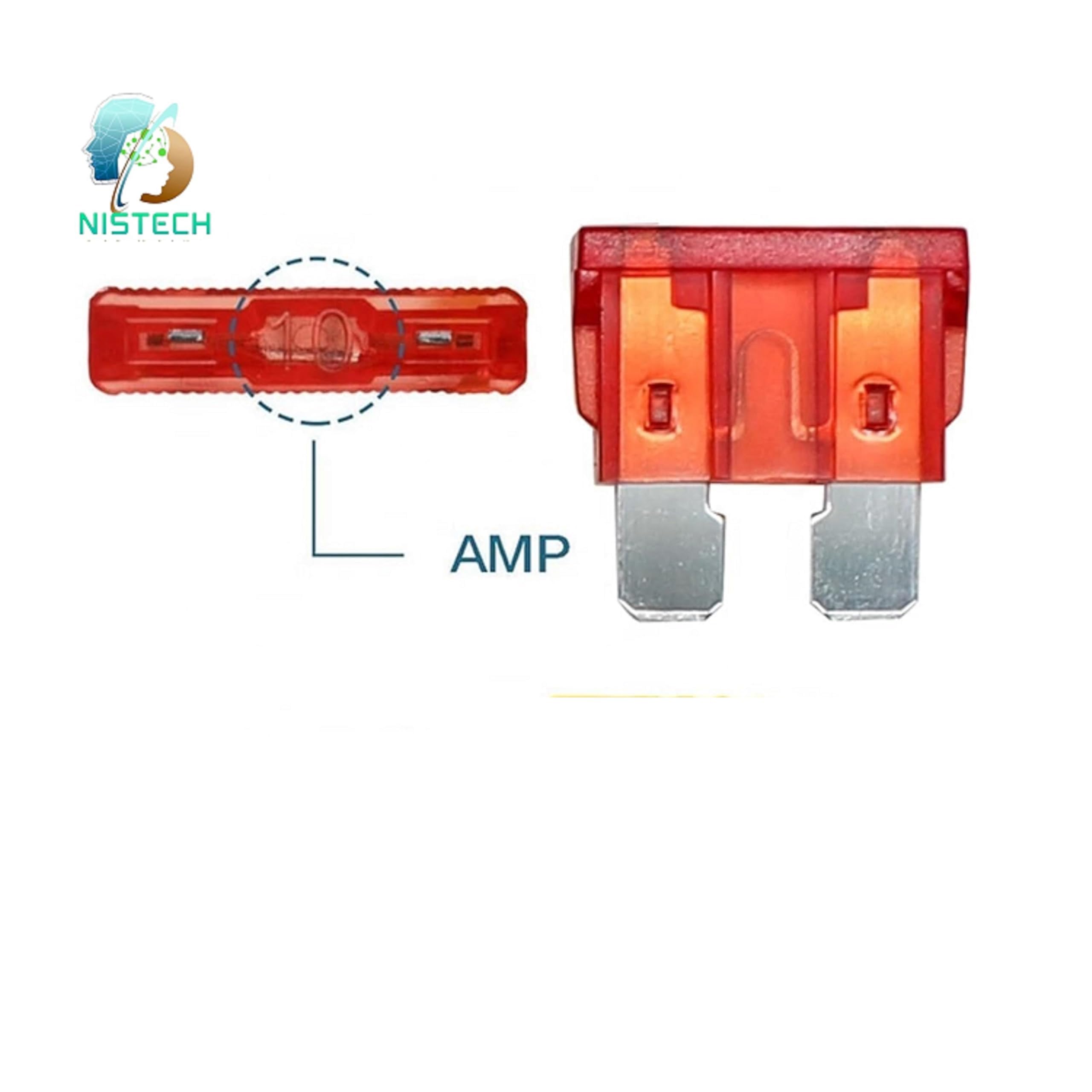 NISTECH 10 Amp Red ATC/ATO Fuses Enterprises (Pack of 10) Fuse for Bike and Car Blade Fuse [10amp) - 10pcs 2