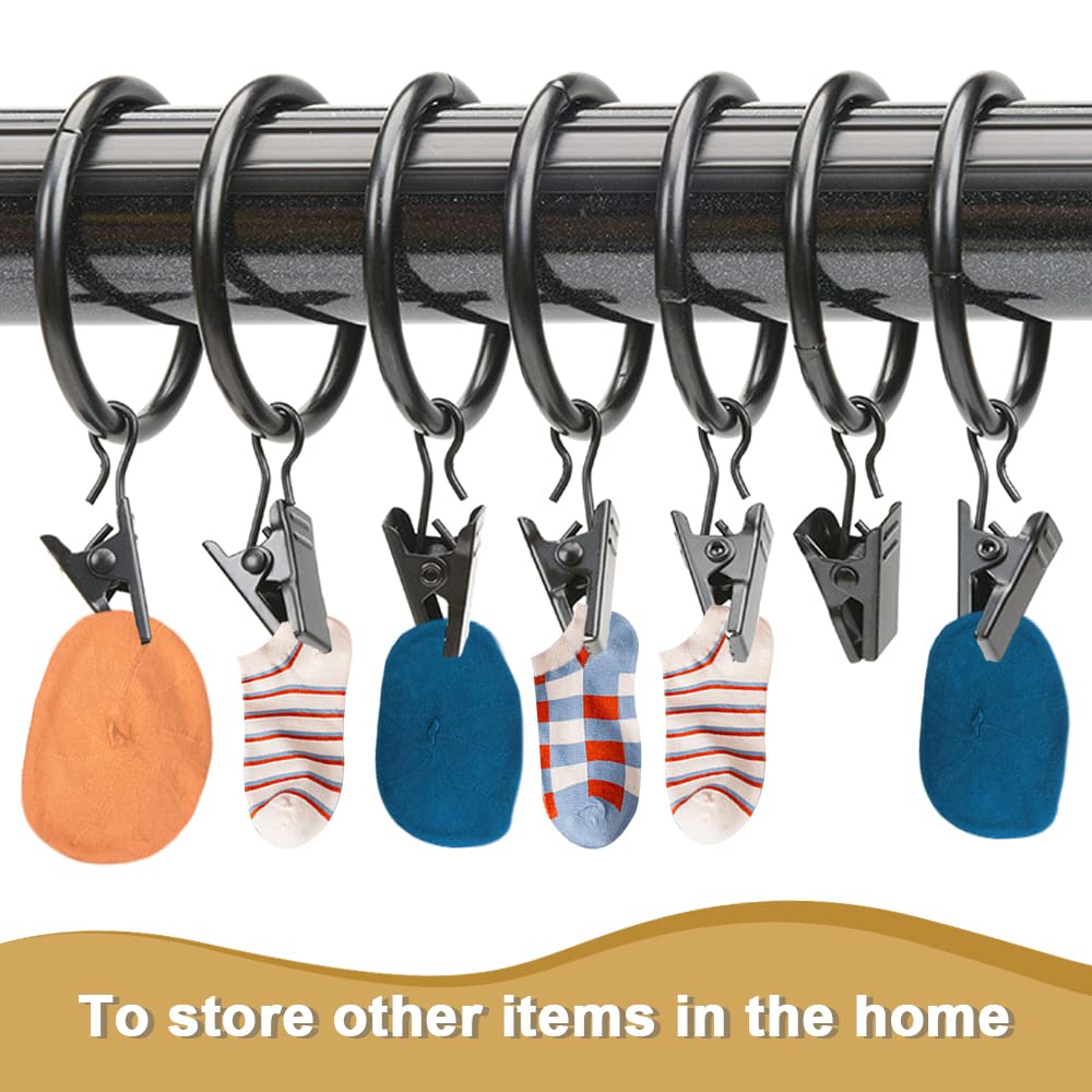 42 Anelli Con Clip Per Tende - Ganci In Metallo Per Bastoni Da Doccia E Finestre - Argento 32mm - Foto 5