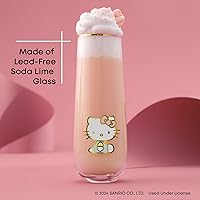 Vista 4 de JoyJolt Hello Kitty Stay Gold Copas sin pie tipo flauta, Juego de 4 vasos para beber de 9.4 onzas, vasos Highball Sanrio, juego de vasos de cocina