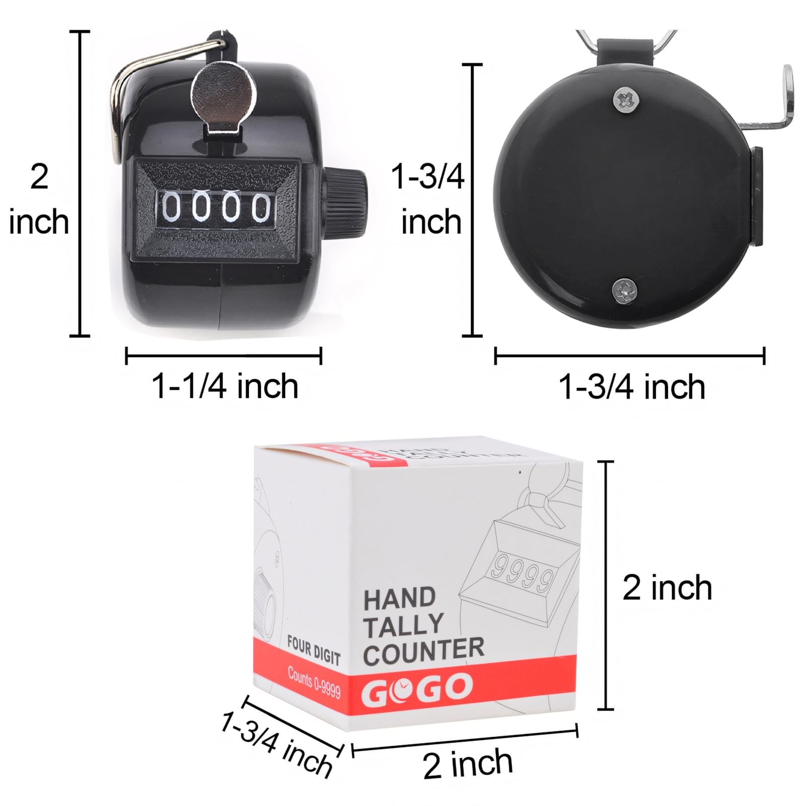 GOGO 1 Pezzi Contatore Manuale, Contatore Contacolpi in Plastica Portatile a 4 Cifre,Tally Counter per Golf/Allenatore/Scuola/Eventi/Contare/Sport