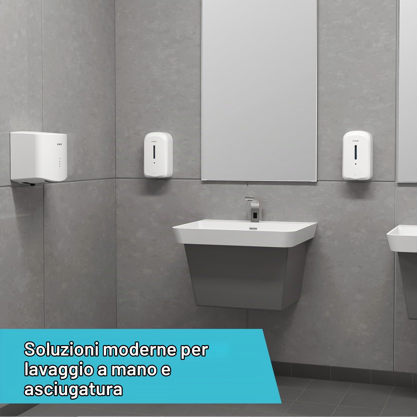 AIKE 1000 ML Distributore Automatico Di Sapone A Parete, Design A Prova Di Manomissione Per Uso Pubblico E Commerciale, AK1226S