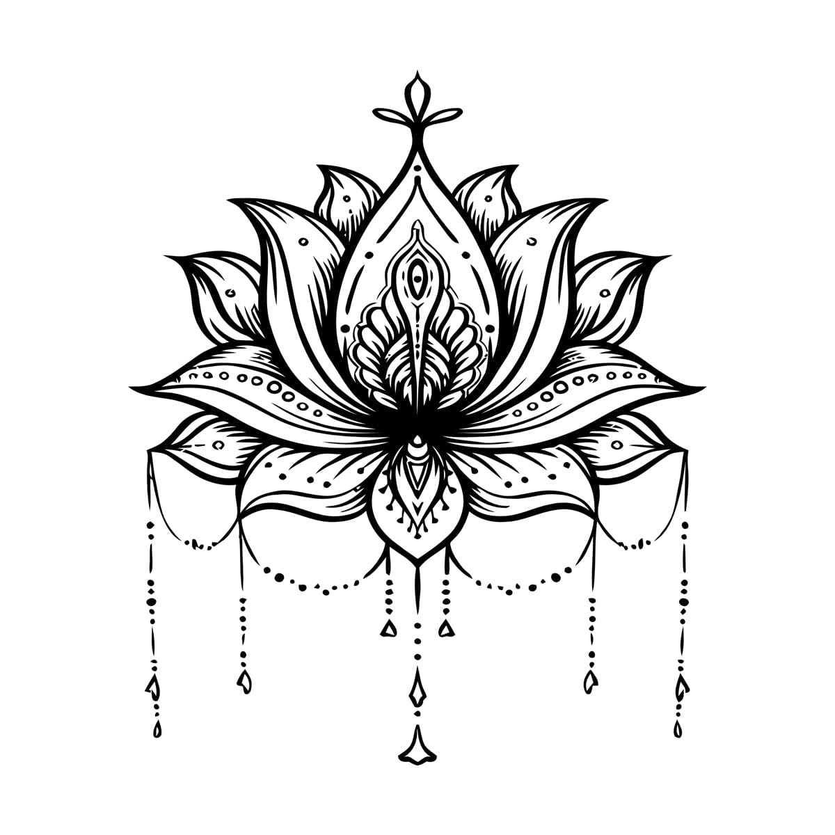 Fine Carving Decals Lotus Flower Yoga Center Zen Symbol Harmony 54x67.2cm Easy Installation Large Black