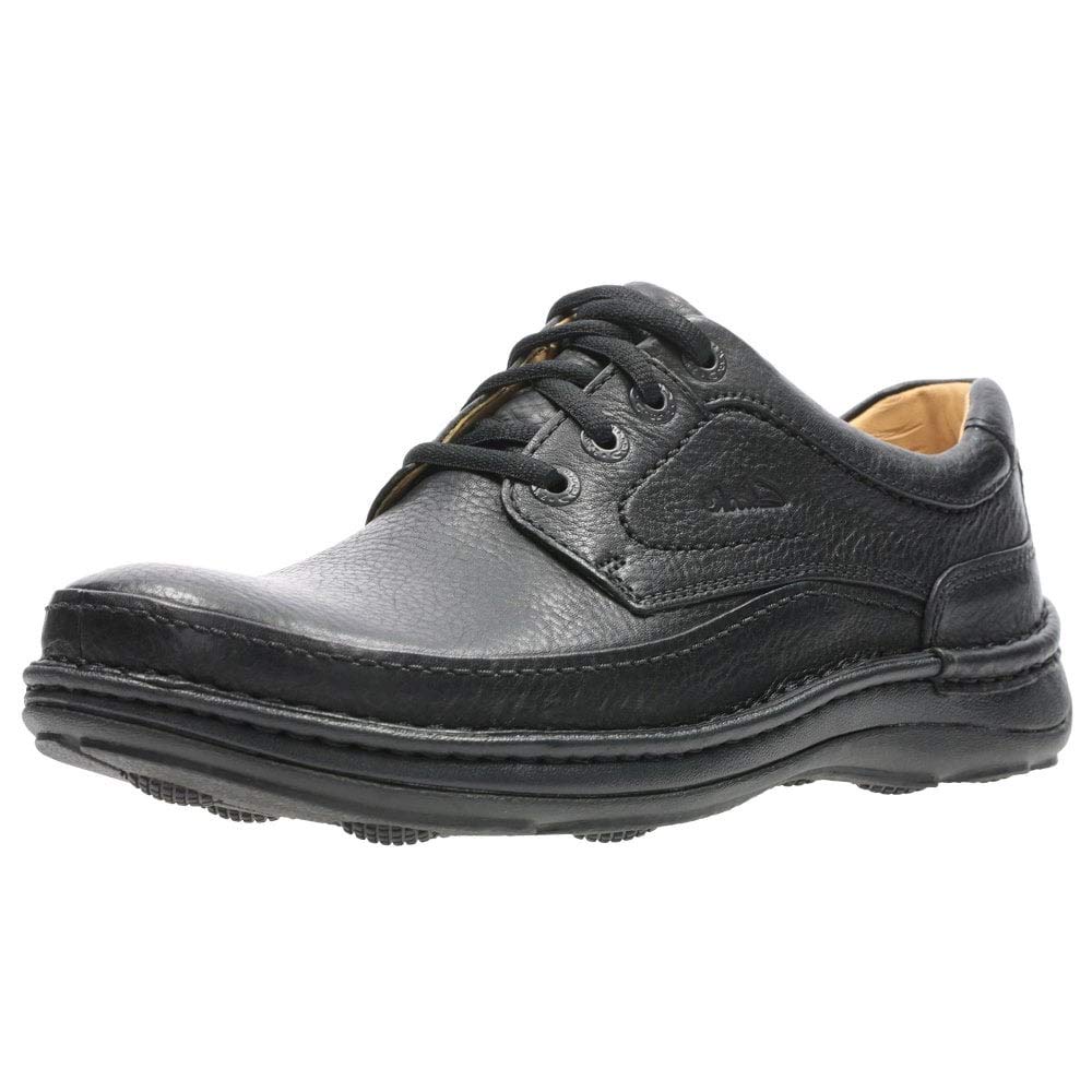 Clarks Men's Black Nature Three Leather Derby Shoes, Lace Up | : Size 6/Wide Fit