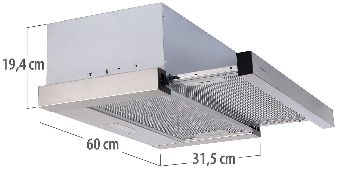 Rosenstein & Söhne Abzugshaube Flachschirm-Dunstabzugshaube Umluft 350m³/Std. silber