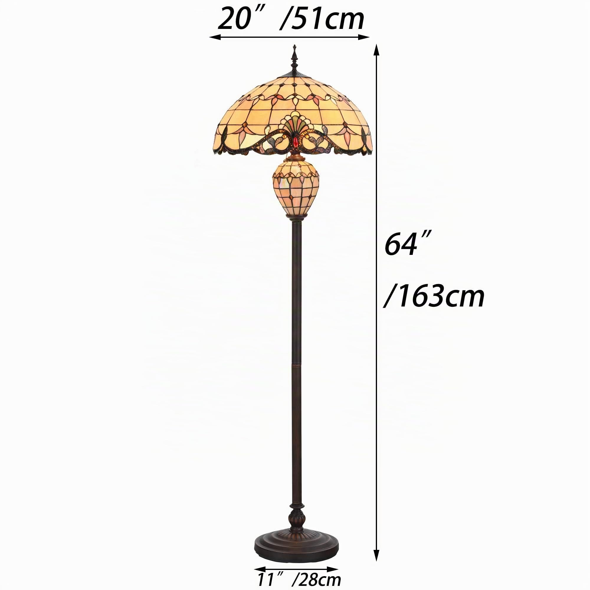Bieye L30803 Lámpara de pie barroca estilo Tiffany con doble iluminación para decoración del hogar, 64 pulgadas de alto (20 pulgadas de ancho, crema)