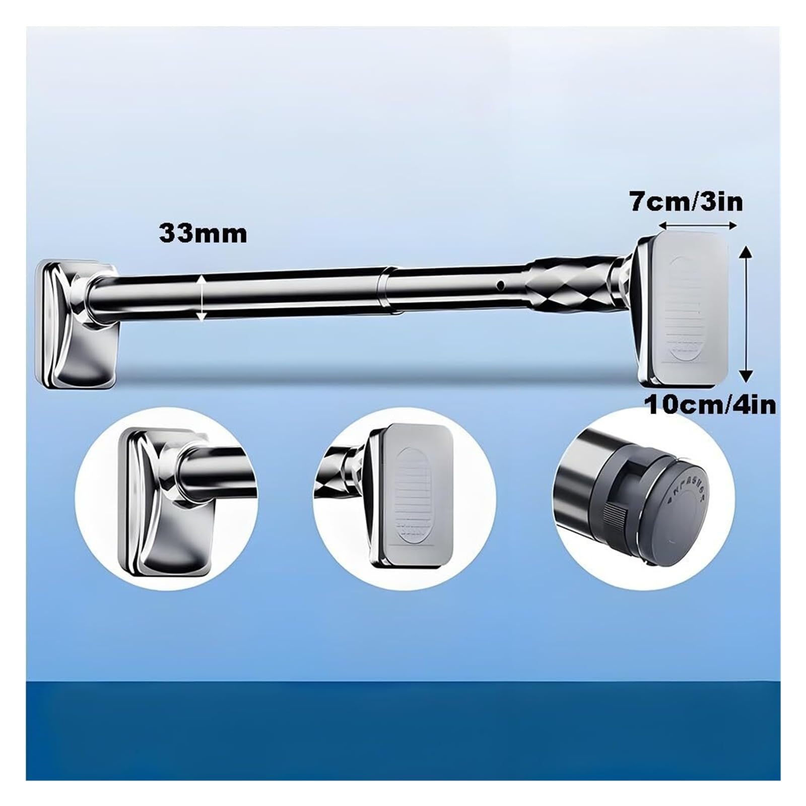Spring Tension Shower Curtain Rod, Adjustable 16 to 196 Inch,Adjustable Telescopic Rods for Bathroom, Closet, Window(Silver,141-177in)