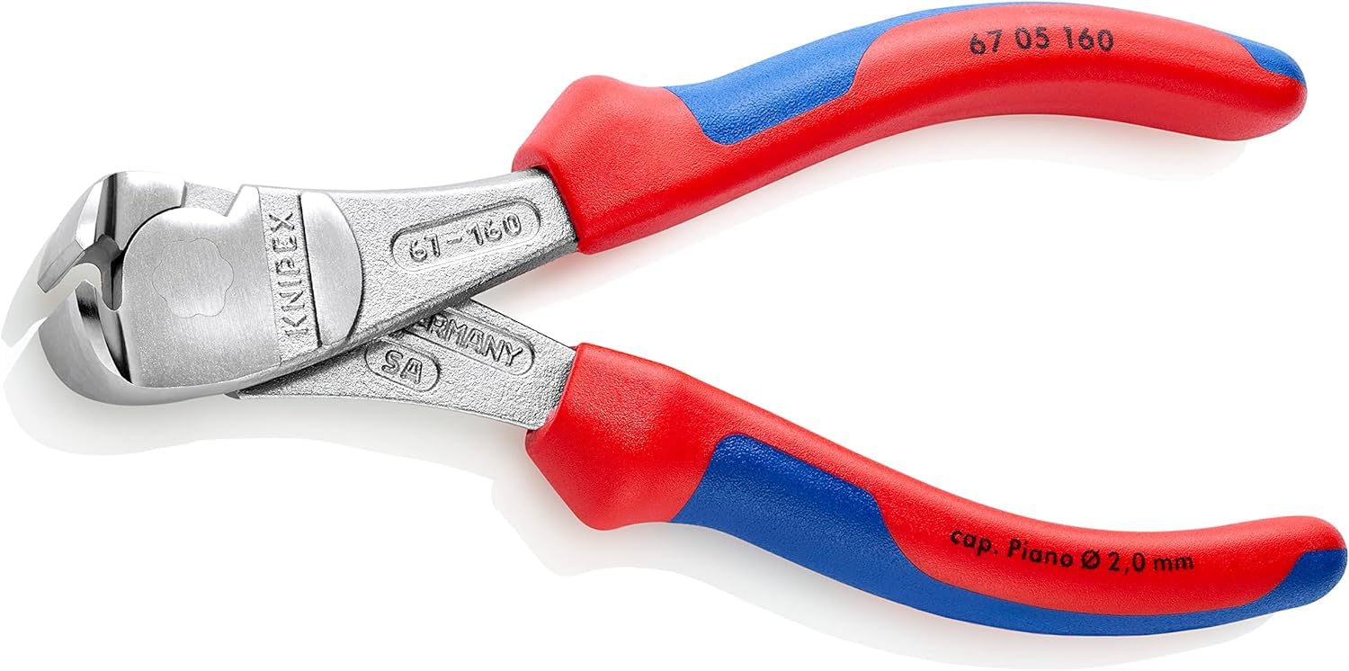 KNIPEX Kraft-Vornschneider mit Mehrkomponenten-Hüllen verchromt 160 mm 67 05 160