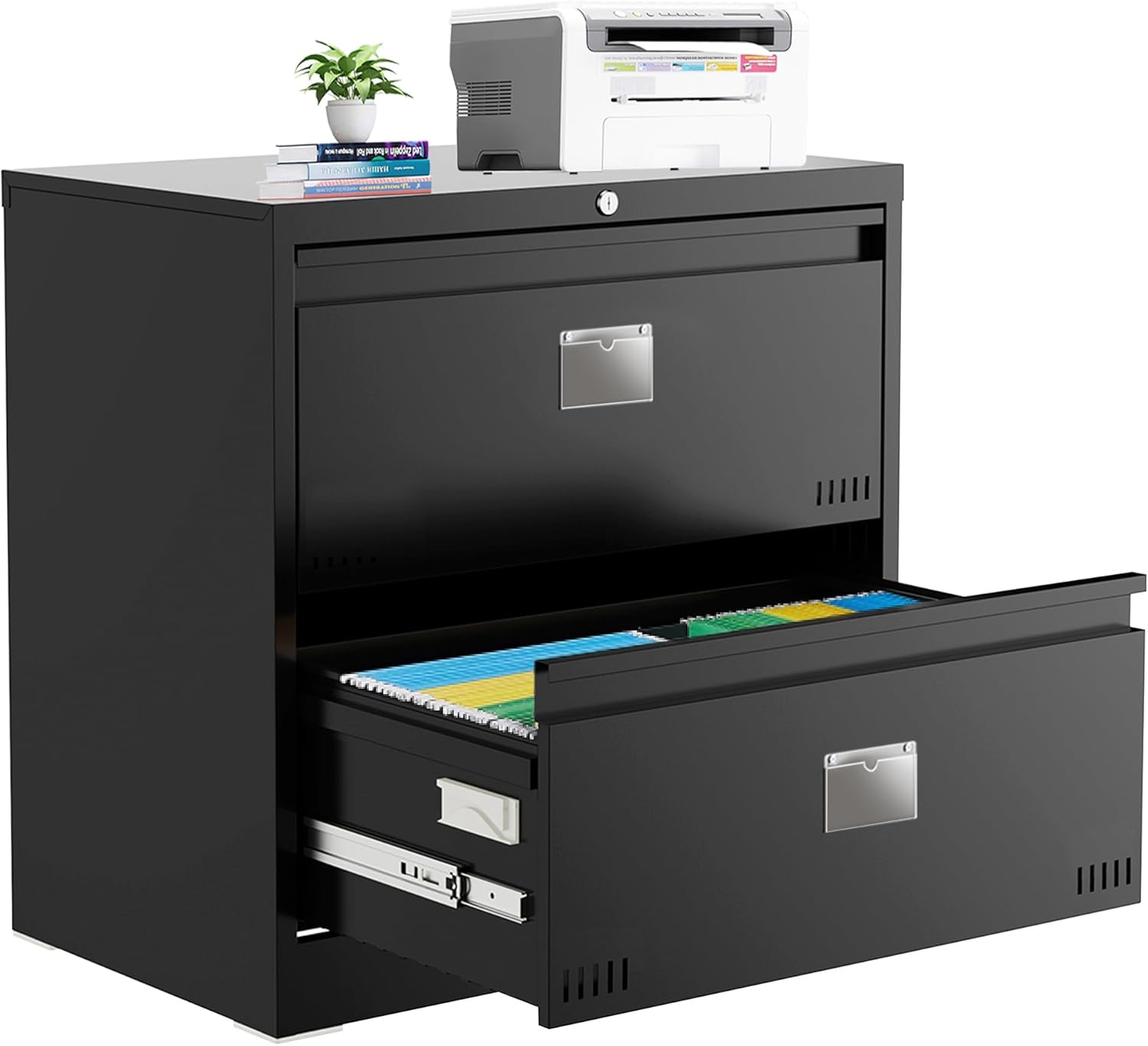 kingwolfox Lateral File with Lock, 2 Drawers Large