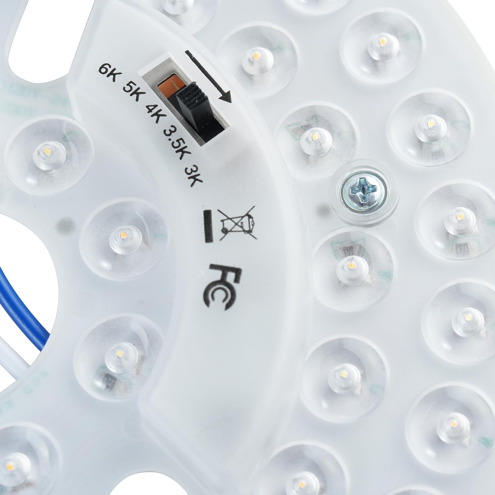 Kit de actualización de luz LED para ventilador de techo de 6.3 pulgadas, 22 W, 2800 lm, panel de repuesto de luz de techo, PCB, interruptor 5CCT 3000K 3500K 4000K 5000K 6000K, 120V, ETL, 5