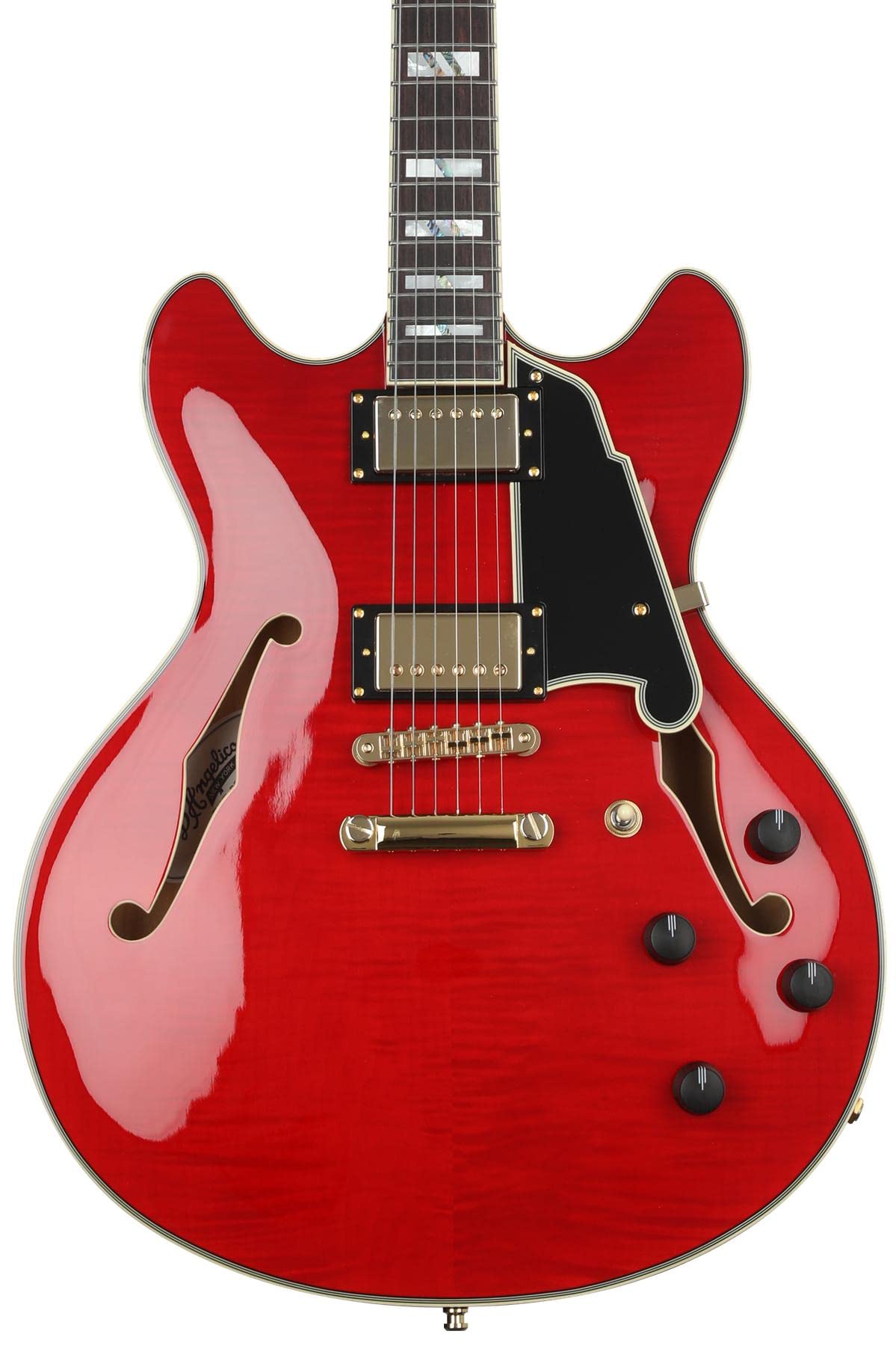 D'Angelico Excel DC Stopbar Trans Cherry Semi-Acoustic Guitar with Case