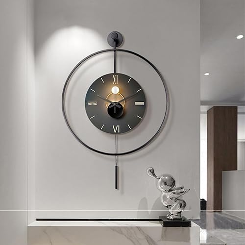 Reloj de pared grande y moderno de péndulo, relojes de pared de 20 pulgadas para decoración de sala de estar, esfera minimalista de metal clásico,