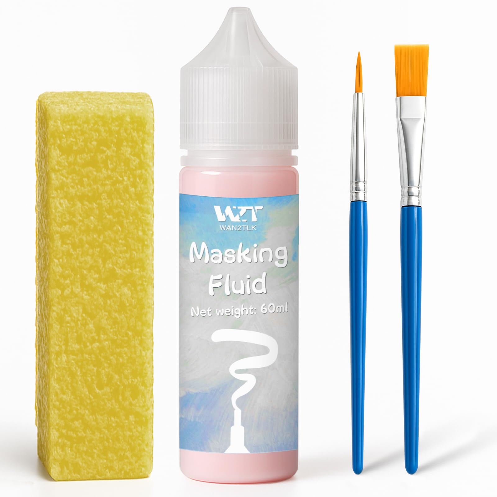 Wan2tlk 60Ml Red Masking Fluid For Watercolor Painting With A Paintbrush And Eraser - Art Masking Fluid Pen Watercolor Medium Art Supplies For Artists