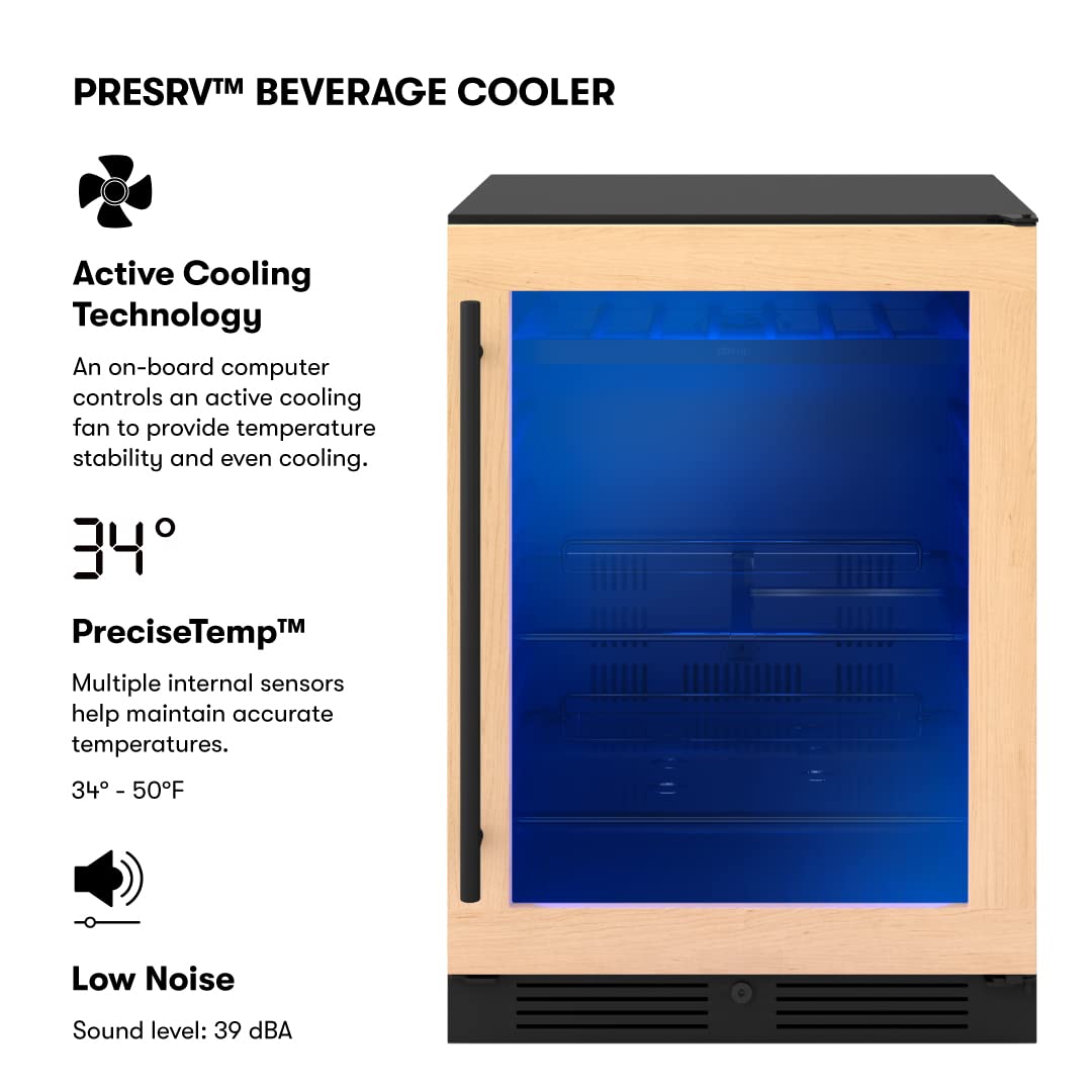 Zephyr Presrv 24 Inch Panel Ready Single Zone Beverage And Wine Fridge 7 Bottles, 108x12oz Cans Under Counter, Built In Cooler (Handle Sold Separately, Wood Panels Not Included) on Fridge.com - View 4