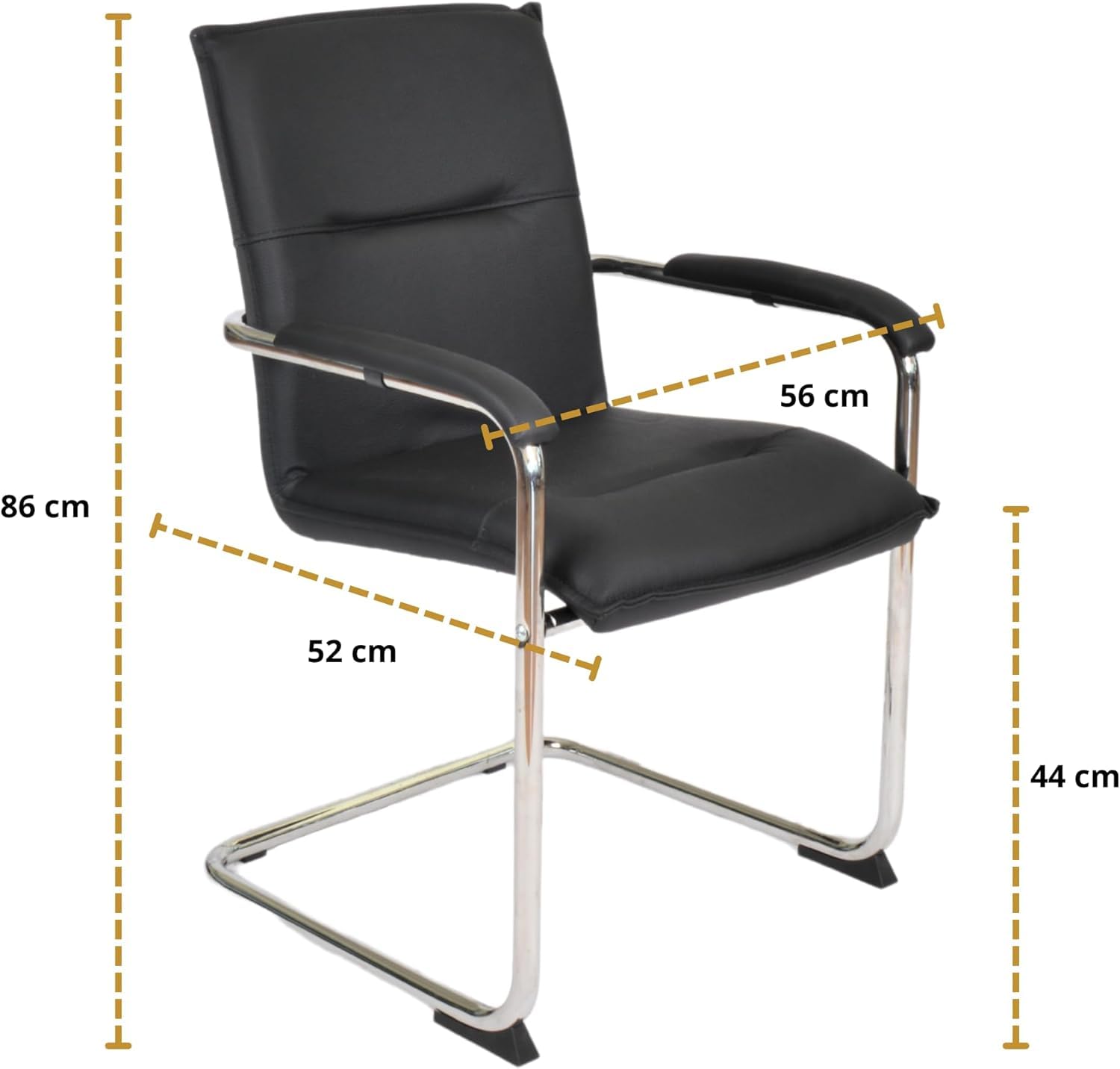 Topsit Besucherstuhl Freischwinger W9000001 aus Kunstleder – Konferenzstuhl mit Armlehnen und gepolsterter Sitzfläche – schwarzer Wartezimmerstuhl für Büro, Empfang & Meetingräume (2)
