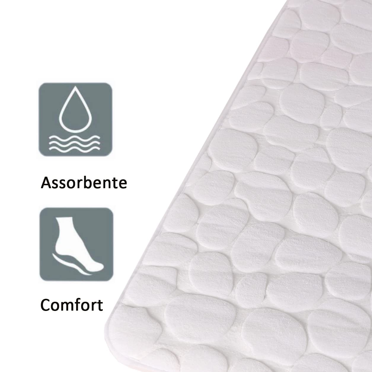 Tappetino Bagno Memory Foam 45x75 Cm Grigio Pietra - Antiscivolo Assorbente E Lavabile - Foto 11