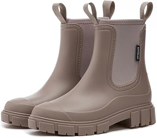 Wellies Women Half High Chelsea Boots Waterproof Rubber Boots Breathable Rain Shoes Non-Slip Comfortable Garden Boots 35-40 EU