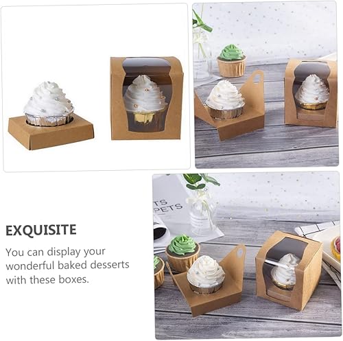 Miniatura 9 de SOLUSTRE 30 unidades de caja de pastel individual para cupcakes, contenedores de regalo, dona, regalos, transparente, portador de tartas,