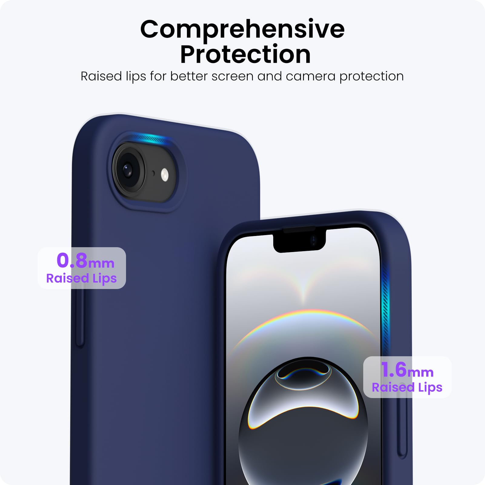 ORNARTO Cover per iPhone 16e (2025) Silicone 6.1 Pollici, Custodia Compatibile con iPhone 16e Case, Morbido Silicone Liquido Protezione, in Gomma Gel Morbida con Fodera in Microfibra-Deep Blu