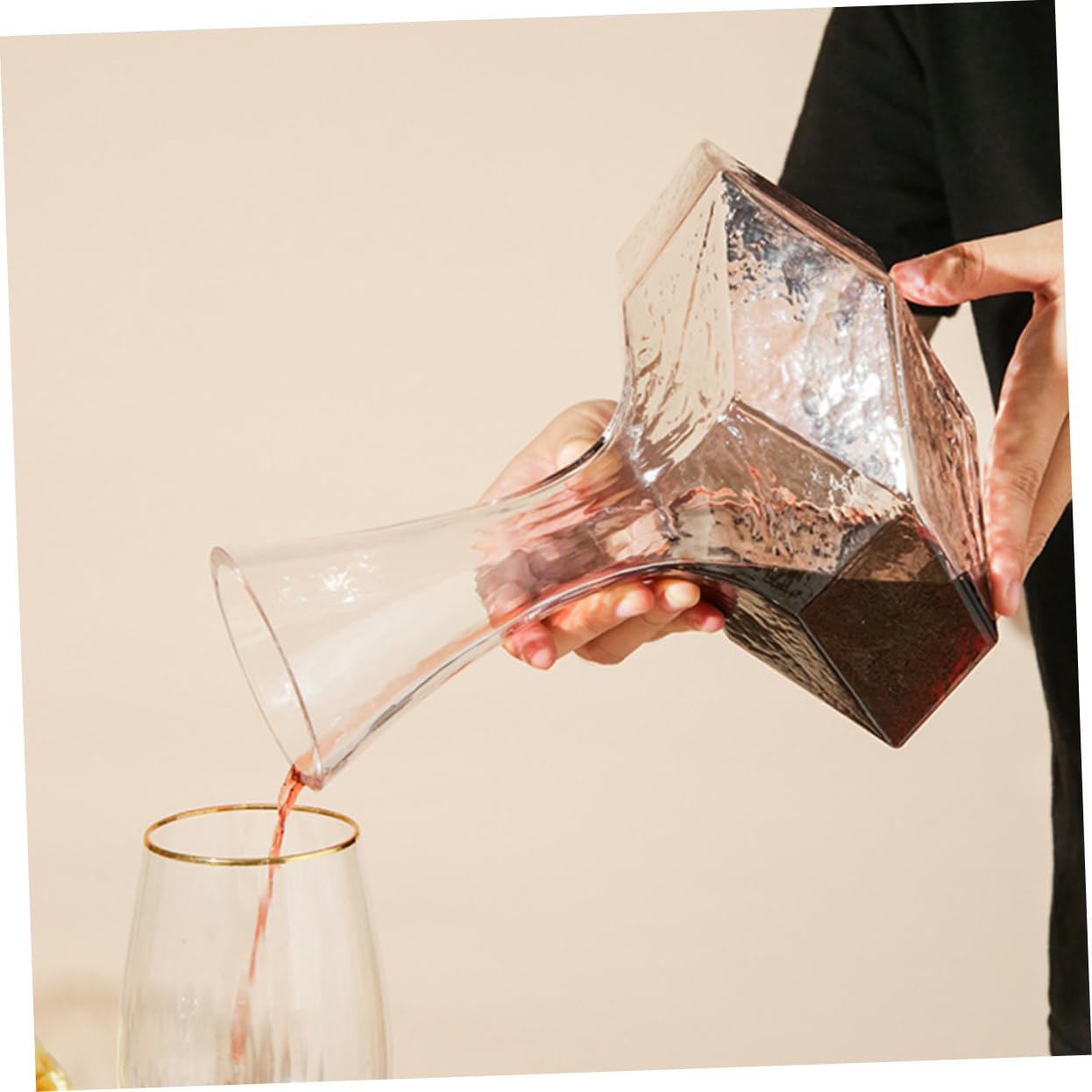 Cabilock Geometric Shaped Wine Decanter Fast Brandy Decanter for Home Use Wine Accessory for Elegant Entertaining and Serving