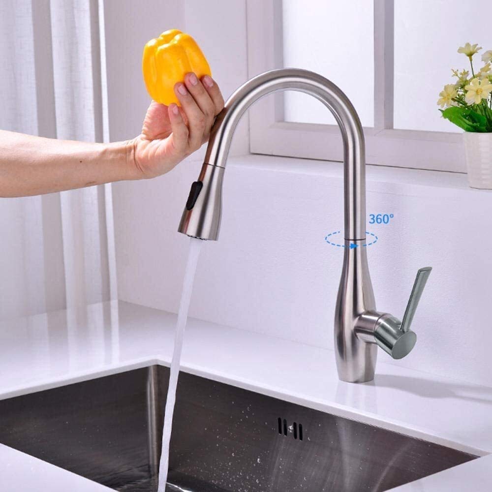 Grifo para fregadero de cocina sin contacto con caño giratorio comercial 8