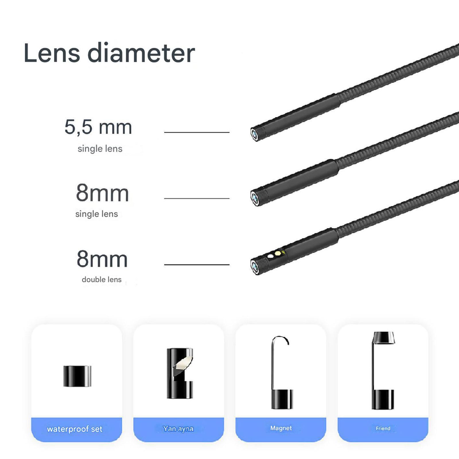 Endoscopio industriale, Telecamera portatile di ispezione HD 1080P, Telecamera serpente impermeabile IP67, doppia lente da 8 mm, design palmare