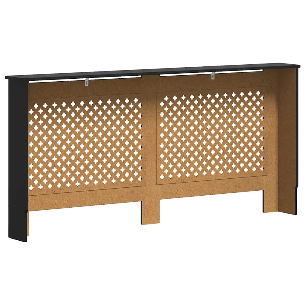 Copertura per termosifoni in MDF nero, 172 x 19 x 81,5 cm, con design a lamelle, copertura per termosifoni con motivo a nido d'ape, accessorio per valvola termostatica, supporto chiave di