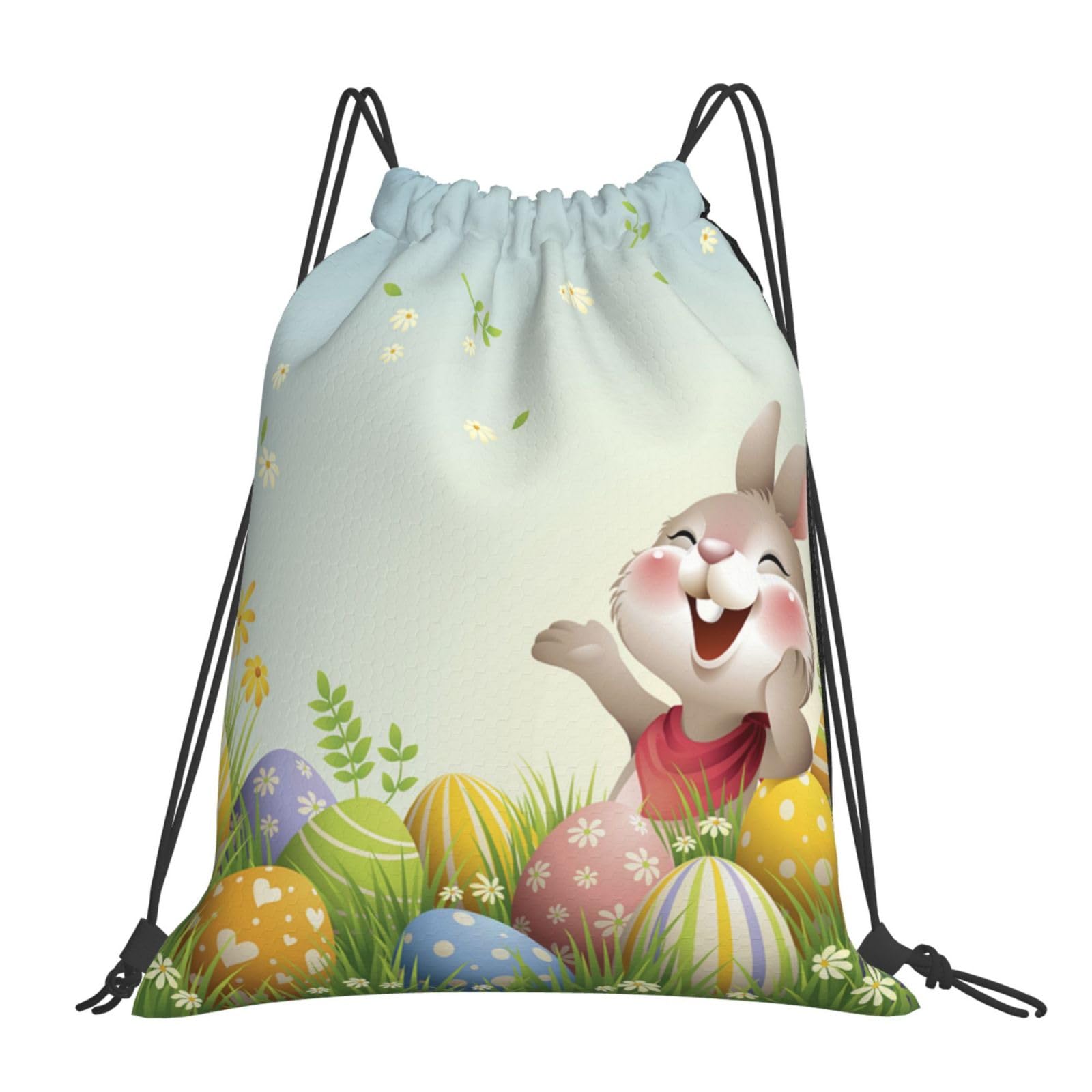 GDUUASB Cute Funny Easter Bunny Eggs Drawstring Backpack Sports Gym Bag Adjustable Easter String Bag for Men Women