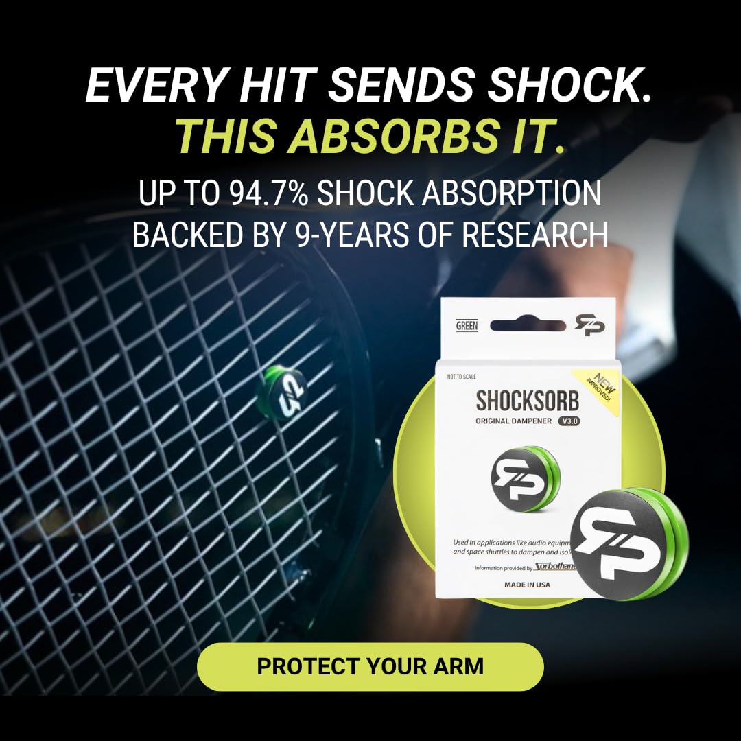 RTP Tennis Racket Vibration Dampener - ShockSorb Original or Ultrasoft V3 The Only Dampener Made for Pain Relief - Handcrafted with Patented Material Sorbothane Made in USA - 1 Pack Limited Warranty