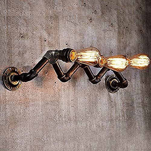 Applique murale antirouille en fer forgé à 3 lampes finition industrielle haut de gamme