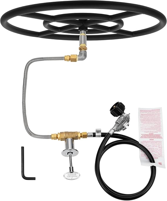 Stanbroil LP Propane Gas Fire Pit Burner Ring Installation Kit, Black Steel, 18-inch