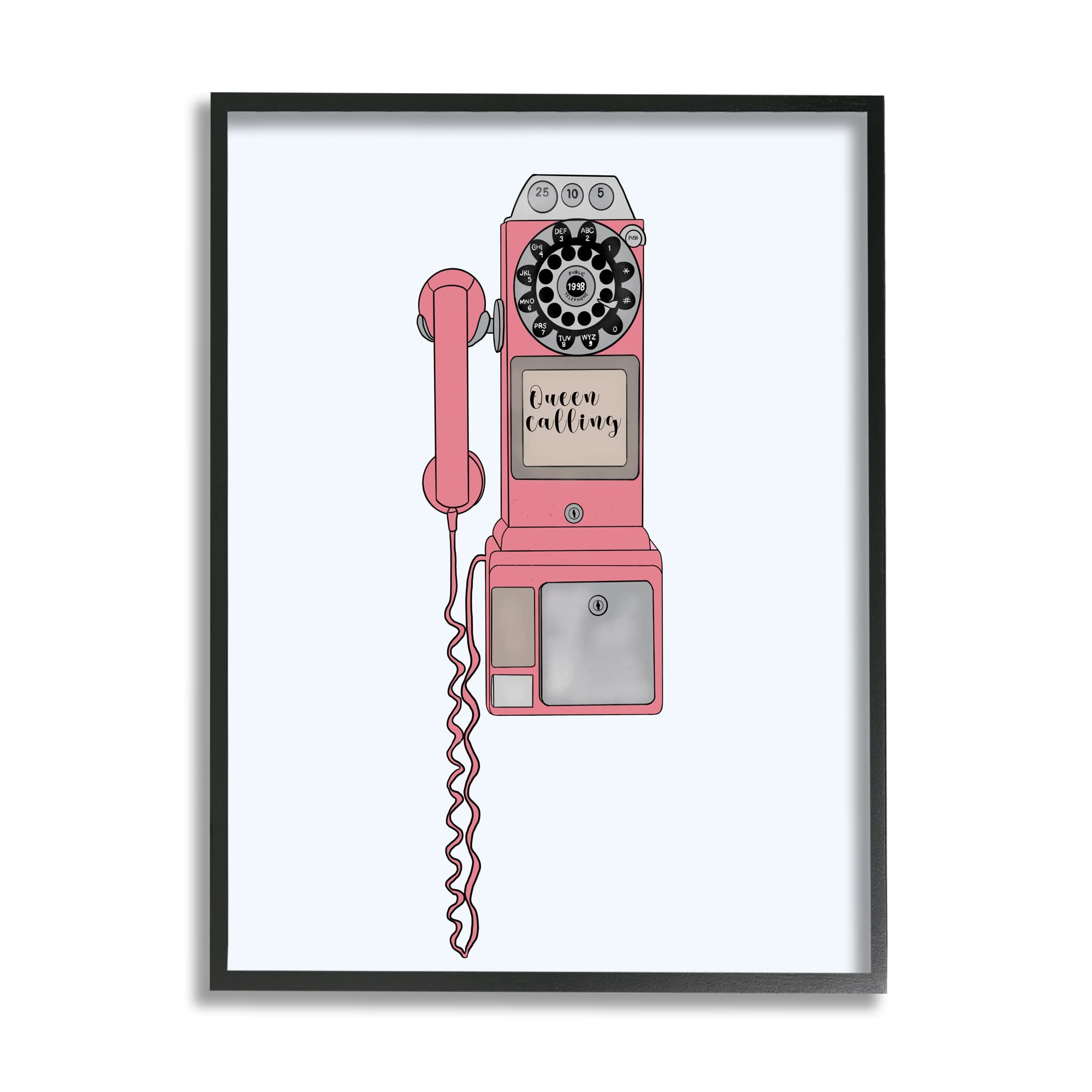 Stupell Industries Vintage Pay Phone Chic Queen Calling Calligraphy Framed Wall Art, Design By Ashley Singleton