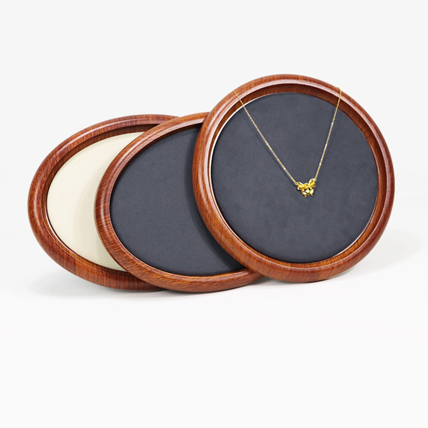Bandeja de madera para joyas, soporte exhibir anillos,pendientes piedras