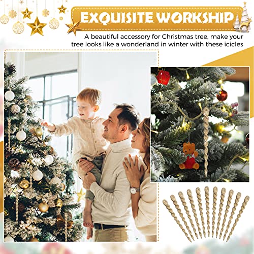Décorations torsadées stalactites dorées pour sapin de Noël lot de 60 pièces de 13 cm