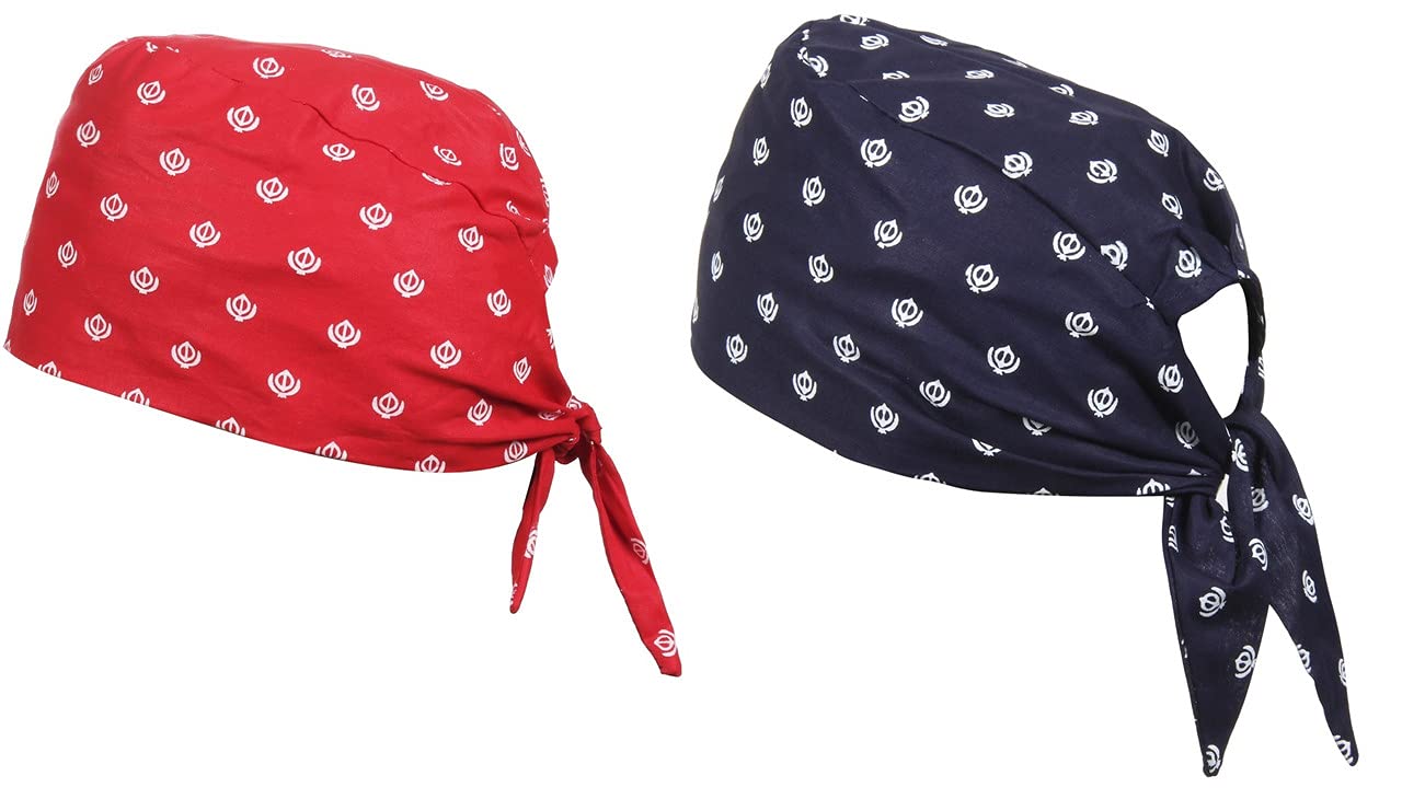 Unisex Sikh Religious Khanda Skull Cap Beanie Dew Doo Rag Head Wrap Headband Sweatband for Outdoor Running -Maroon