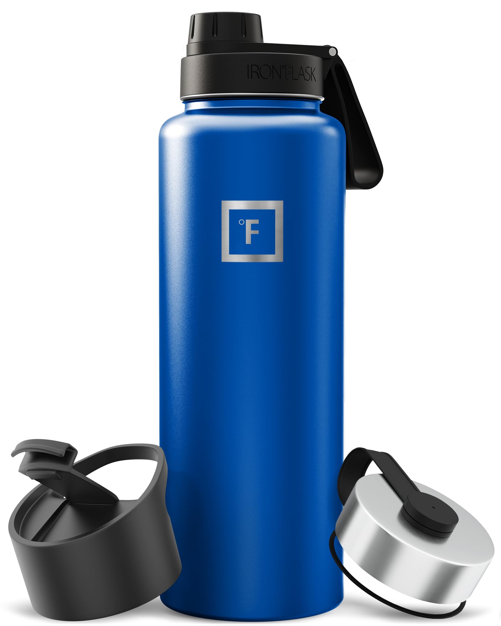 IRON °FLASK Camping &amp; Hiking Hydration Flask with Spout, Wide Mouth Insulated Stainless Steel Sports Water Bottle - 40 oz Twilight Blue