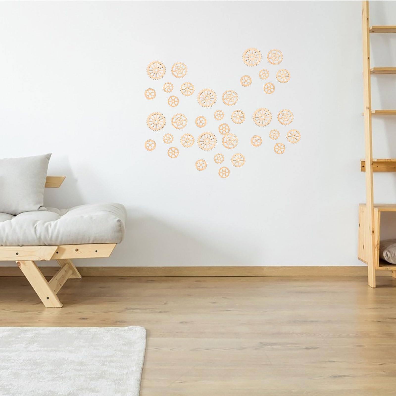 50 piezas de ruedas de engranaje de madera decoración rebanadas de madera decoración recortes etiquetas DIY arte manualidades (estilo mixto) 5