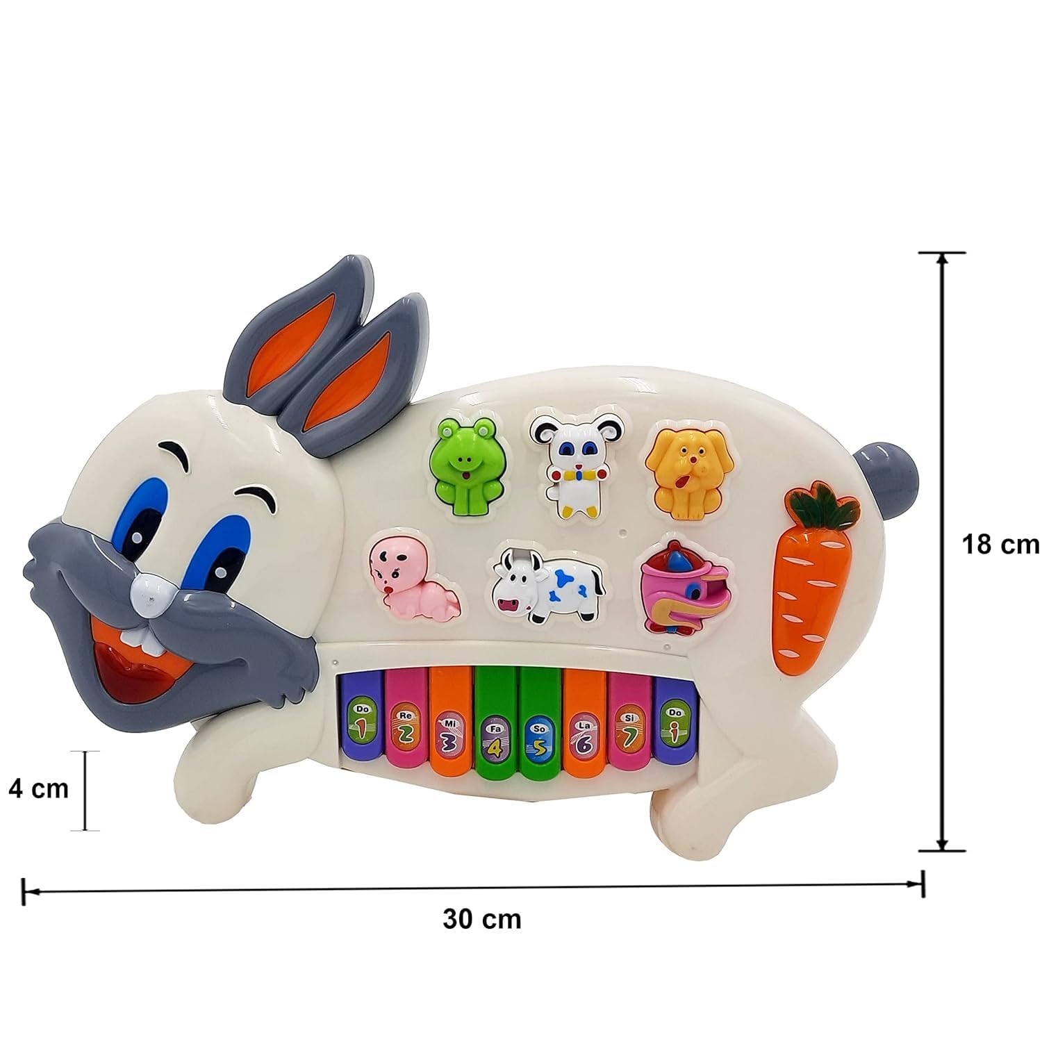 Kidoyz Rabbit Piano Musical Toy for Kids | Interactive Learning Keyboard with Flashing Lights & 6 Animal Sounds | Educational Fun Playset for Toddlers, Boys & Girls | Birthday Gift Toy