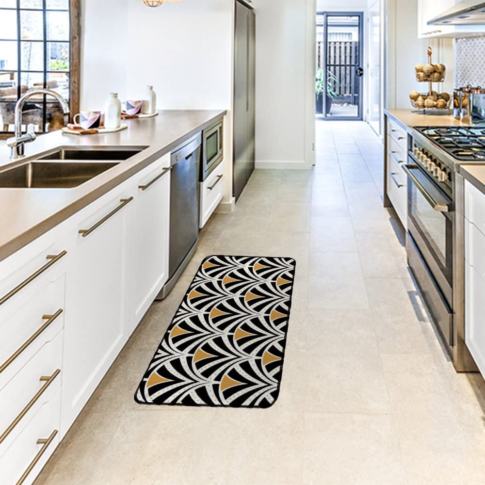 Alfombra Cocina 2 Piezas Antideslizante – Juego Antifatiga 40x60 + 40x120 Cm – Diseño Cóctel Geométrico 3D – Lavable